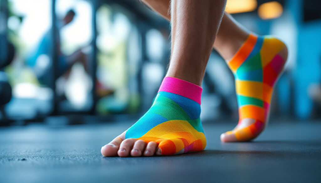 soporte deportivo de colores en pie de atleta en entrenamiento