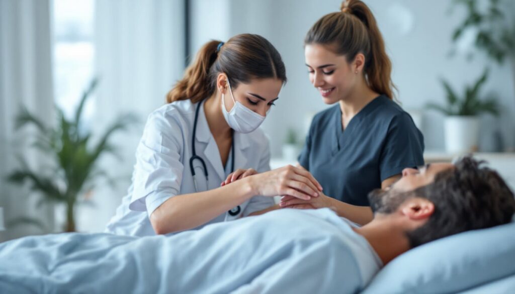 medicos atendiendo paciente en cama de hospital